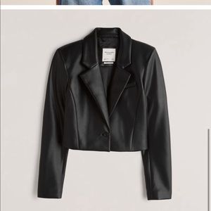NWT Abercrombie Crop Faux Leather Jacket